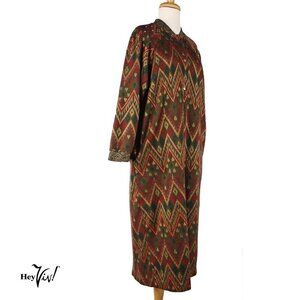 Vintage 80s La Smock Robe Hostess Gown Glitter Zig Zag w Studs Sz XL - Hey Viv